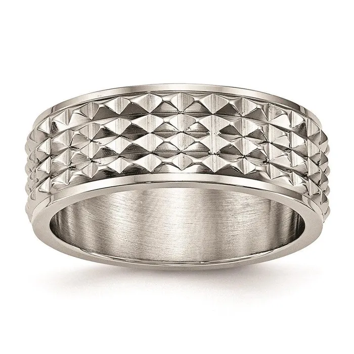 Chisel Rings Stainless Steel Polished Studded Ring