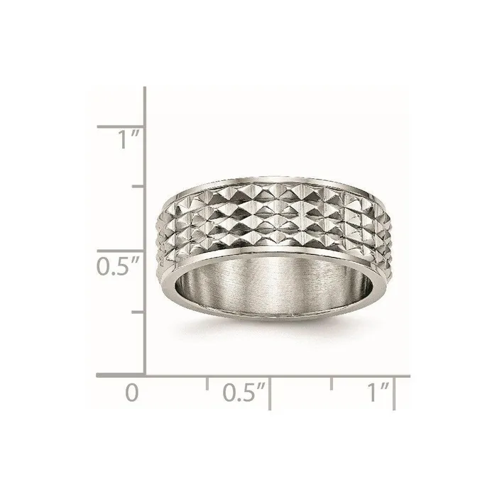 Chisel Rings Stainless Steel Polished Studded Ring Chisel Rings Stainless Steel Polished Studded Ring