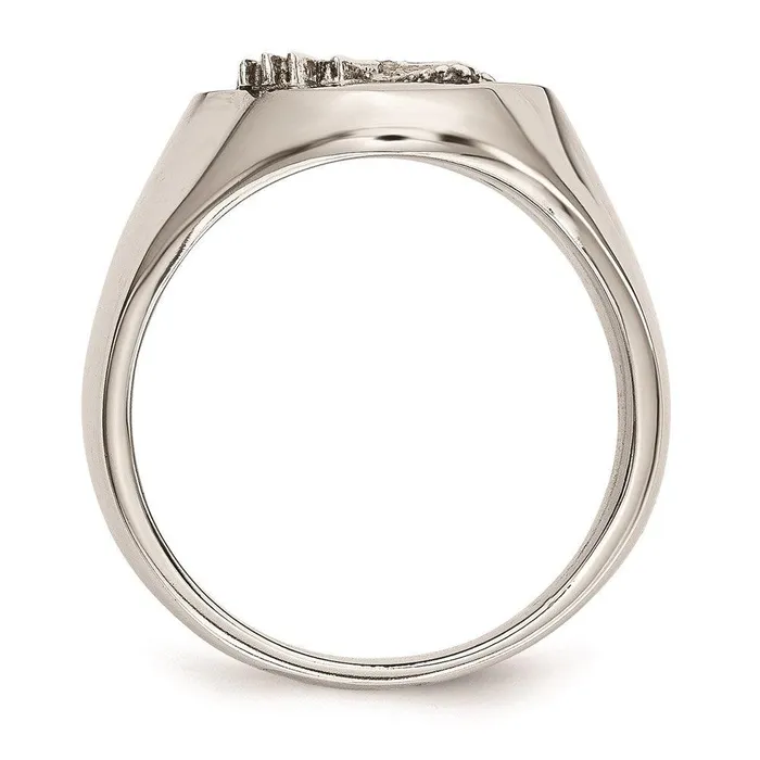 Chisel Rings Stainless Steel Polished wSterling Silver Rhodiumplated Eagle Ring Chisel Rings Stainless Steel Polished wSterling Silver Rhodiumplated Eagle Ring