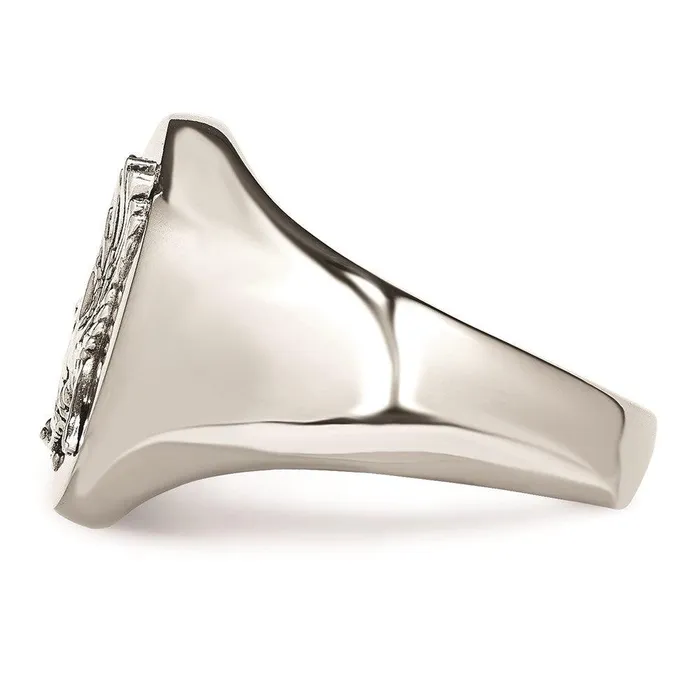 Chisel Rings Stainless Steel Polished wSterling Silver Rhodiumplated Eagle Ring Chisel Rings Stainless Steel Polished wSterling Silver Rhodiumplated Eagle Ring
