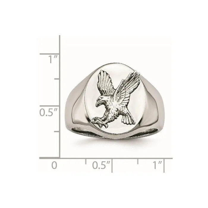 Chisel Rings Stainless Steel Polished wSterling Silver Rhodiumplated Eagle Ring Chisel Rings Stainless Steel Polished wSterling Silver Rhodiumplated Eagle Ring