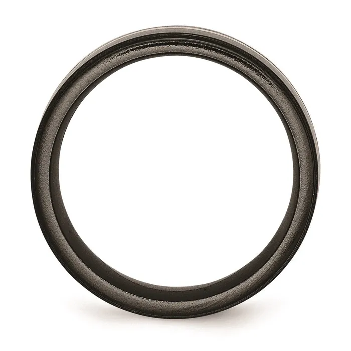 Chisel Rings Titanium Black Ti with Sterling Silver Inlay 10mm Polished Band TB288 Chisel Rings Titanium Black Ti with Sterling Silver Inlay 10mm Polished Band TB288