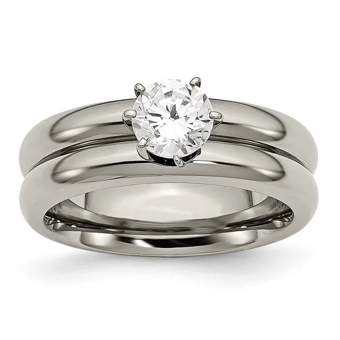 Chisel Rings Titanium CZ Ring TB373