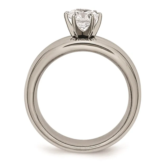 Chisel Rings Titanium CZ Ring TB373 Chisel Rings Titanium CZ Ring TB373