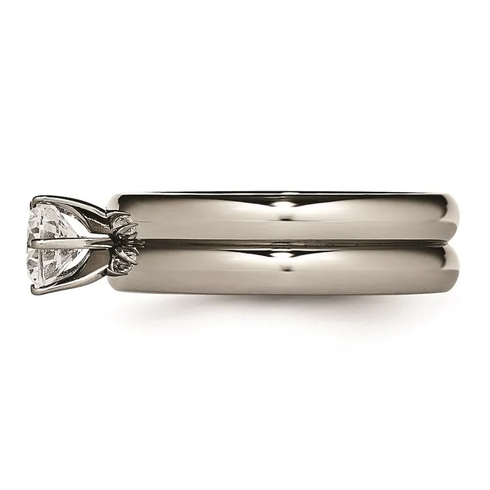 Chisel Rings Titanium CZ Ring TB373 Chisel Rings Titanium CZ Ring TB373
