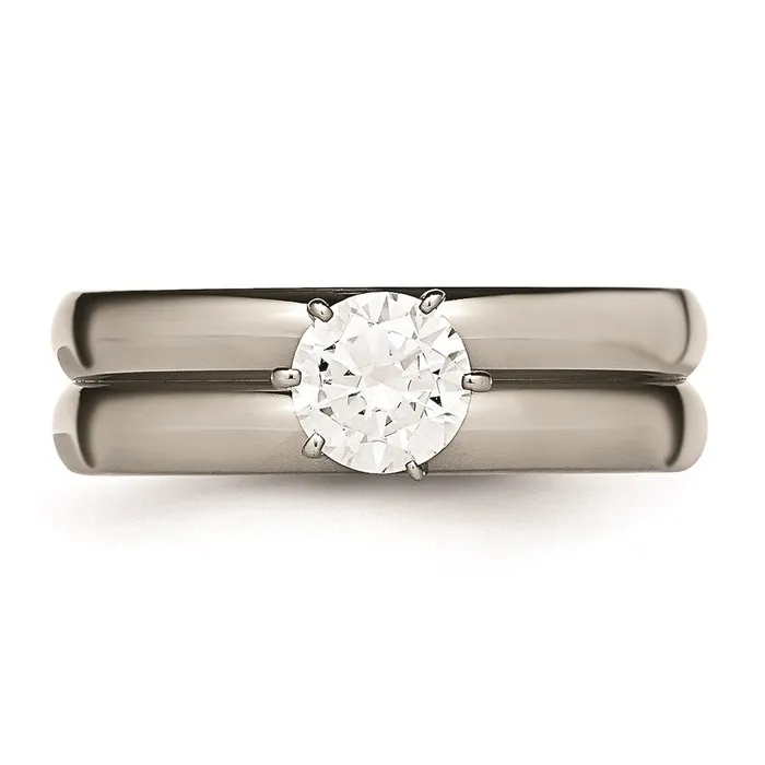 Chisel Rings Titanium CZ Ring TB373 Chisel Rings Titanium CZ Ring TB373