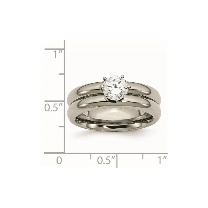 Chisel Rings Titanium CZ Ring TB373 Chisel Rings Titanium CZ Ring TB373