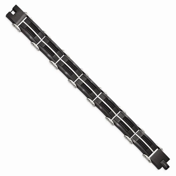 Chisel Stainless Steel Brushed Polished Wire Black IPplated Bracelet Bracelets Chisel Stainless Steel Brushed Polished Wire Black IPplated Bracelet Bracelets