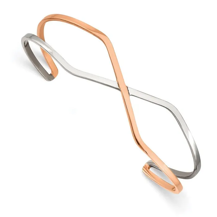 Chisel Stainless Steel Polished Rose IPplated Cuff Bangle Bracelets