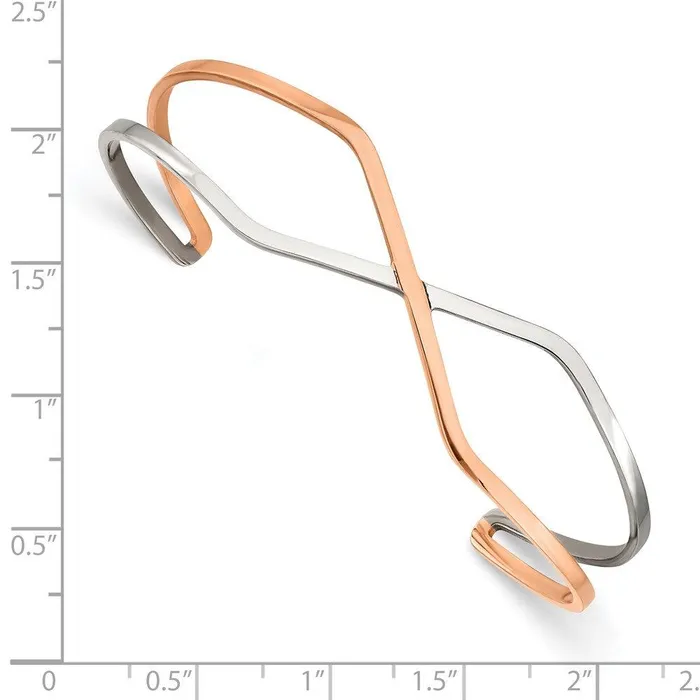 Chisel Stainless Steel Polished Rose IPplated Cuff Bangle Bracelets Chisel Stainless Steel Polished Rose IPplated Cuff Bangle Bracelets