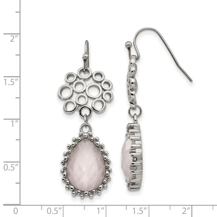 Chisel Stainless Steel Polished Rose Quartz Shepherd Hook Earrings Earrings Chisel Stainless Steel Polished Rose Quartz Shepherd Hook Earrings Earrings