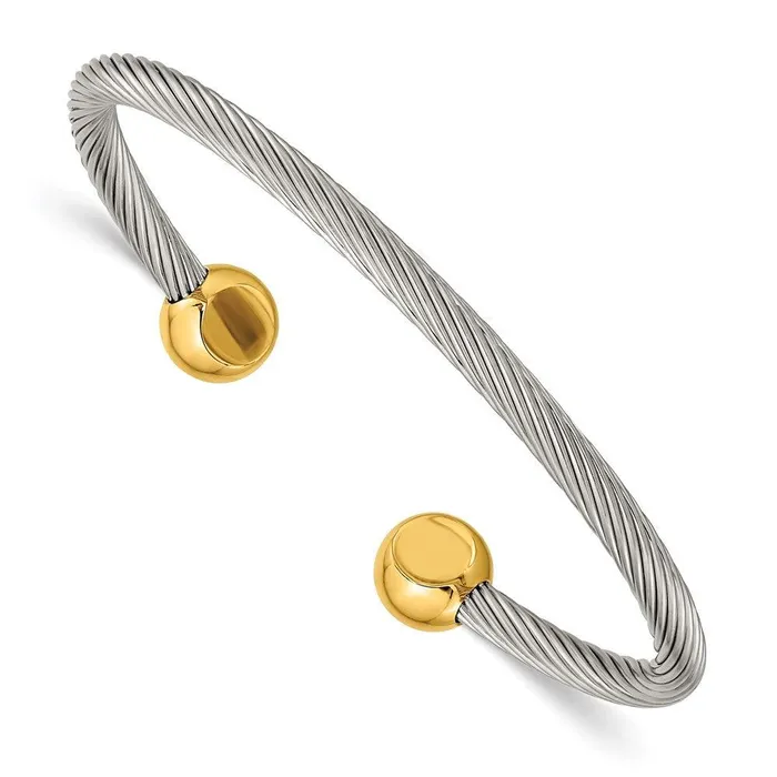 Chisel Stainless Steel Yellow IPplated Cuff Bangle Bracelets