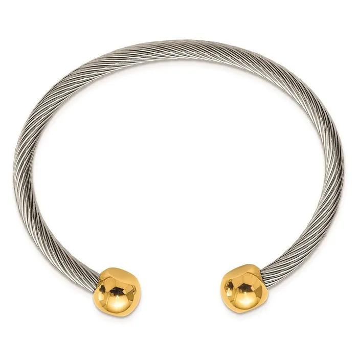 Chisel Stainless Steel Yellow IPplated Cuff Bangle Bracelets Chisel Stainless Steel Yellow IPplated Cuff Bangle Bracelets