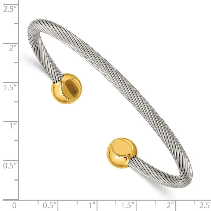 Chisel Stainless Steel Yellow IPplated Cuff Bangle Bracelets Chisel Stainless Steel Yellow IPplated Cuff Bangle Bracelets
