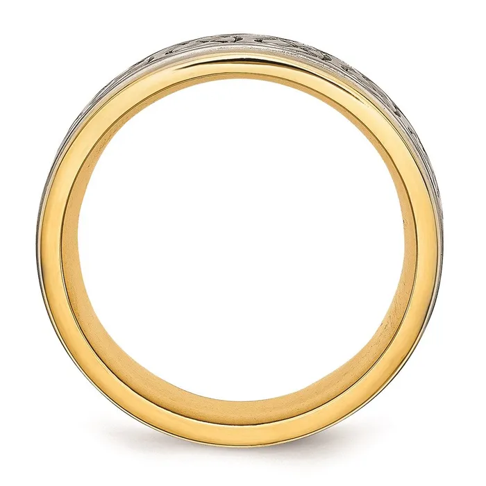 Chisel Titanium Scroll Design Yellow IPplated Grooved Edge BrushedPolished Band TB312 Rings Chisel Titanium Scroll Design Yellow IPplated Grooved Edge BrushedPolished Band TB312 Rings