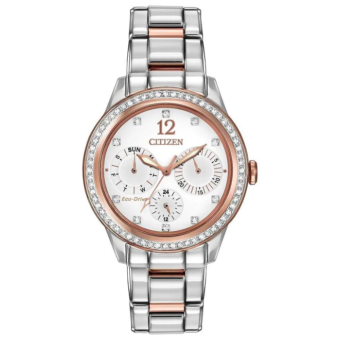 Citizen FD201651A Womens Silhouette EcoDrive Swarovski Crystal White Dial Two Tone Steel Watch Citizen Rings