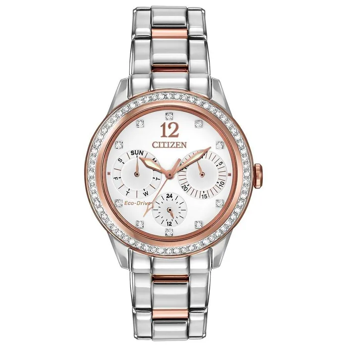 Citizen FD201651A Womens Silhouette EcoDrive Swarovski Crystal White Dial Two Tone Steel Watch Citizen Rings