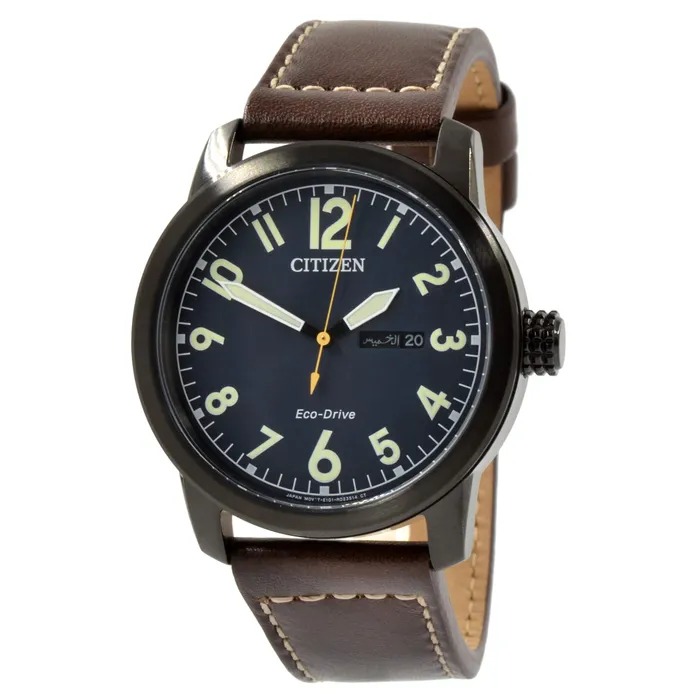 Citizen Mens EcoDrive Watch Chandler Dark Blue Dial Leather Strap BM847801L Citizen Watches