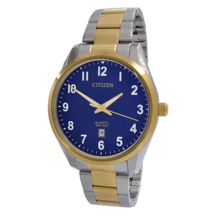 Citizen Mens Watch Date Display Blue Dial Two Tone Steel Bracelet BI103657L Citizen Bracelets Citizen Mens Watch Date Display Blue Dial Two Tone Steel Bracelet BI103657L Citizen Bracelets