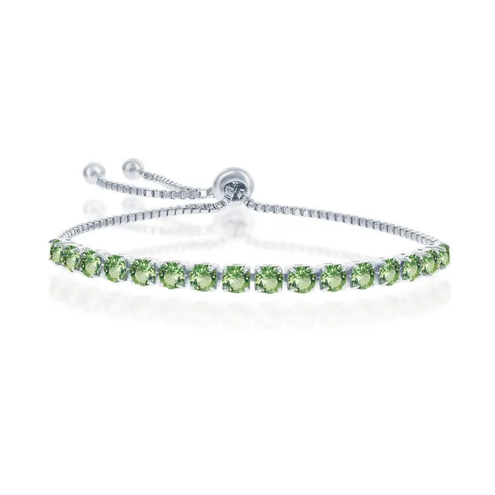 Classic Bracelets Sterling Silver 4mm Peridot August Swarovski Element Bracelet Classic Bracelets Sterling Silver 4mm Peridot August Swarovski Element Bracelet