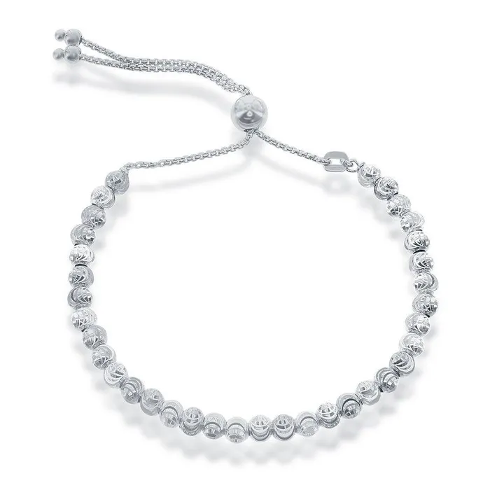 Classic Bracelets Sterling Silver Round Diamond Cut Moon Adjustable Bolo Bracelet Classic Bracelets Sterling Silver Round Diamond Cut Moon Adjustable Bolo Bracelet