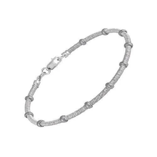 Classic Bracelets Sterling Silver Tight Coil with Silver Beads Bracelet 7