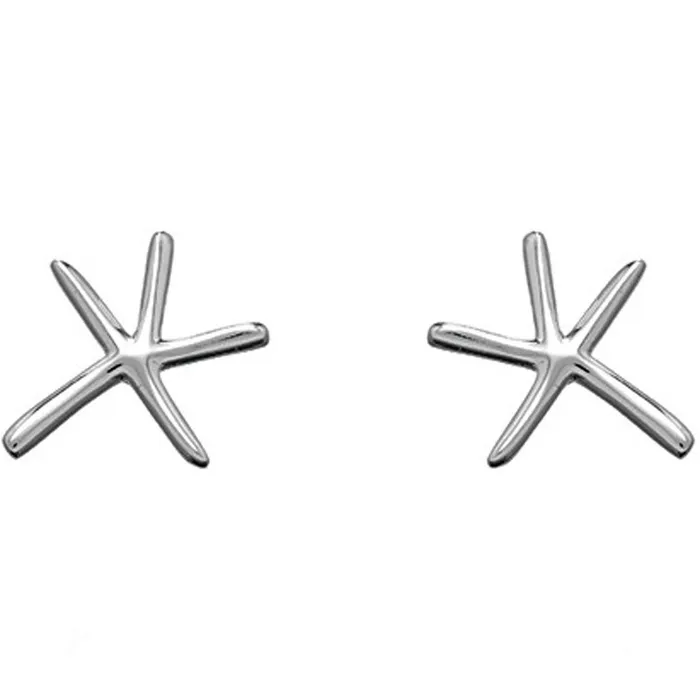 Classic Earrings Classic Womens Earrings Sterling Silver Flat Starfish Post Back Closure A1694 Classic Earrings Classic Womens Earrings Sterling Silver Flat Starfish Post Back Closure A1694