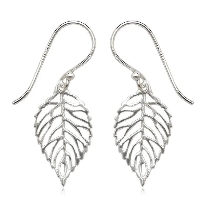 Classic Earrings Sterling Silver Open Leaf Earrings