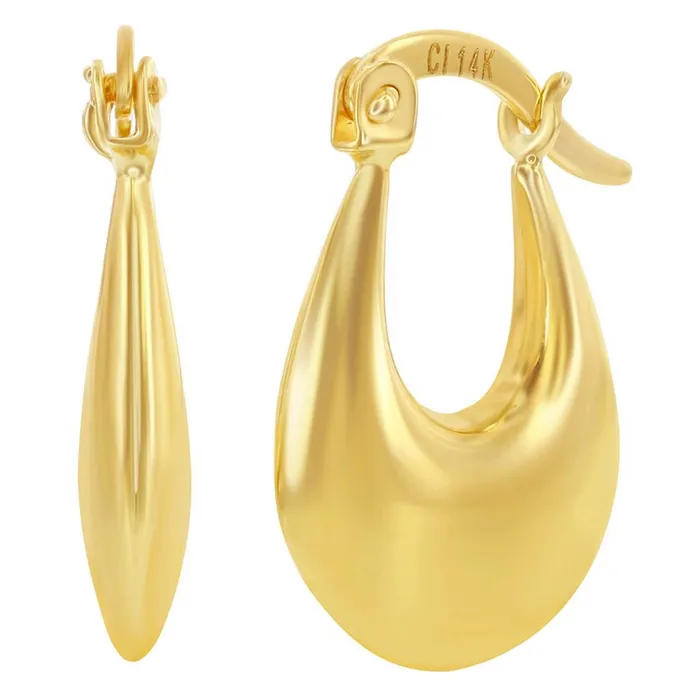 Classic Earrings Womens Earrings 14K Yellow Gold 19x15mm Puffed Hoop 14A114 Classic Earrings Womens Earrings 14K Yellow Gold 19x15mm Puffed Hoop 14A114