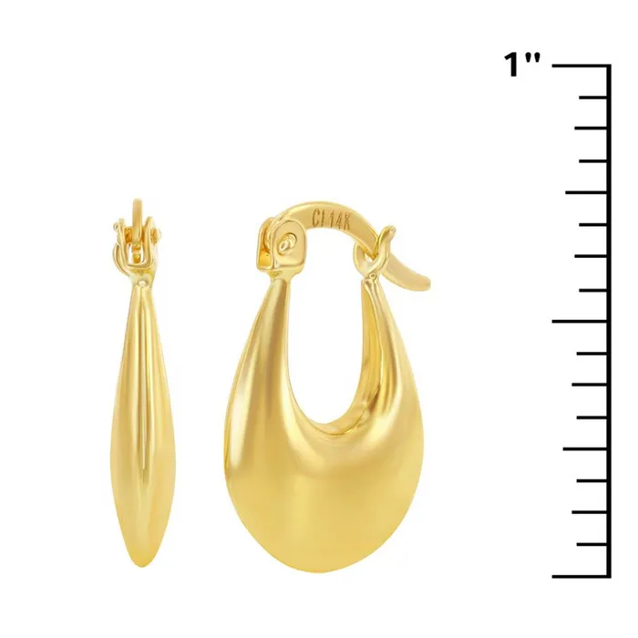 Classic Earrings Womens Earrings 14K Yellow Gold 19x15mm Puffed Hoop 14A114