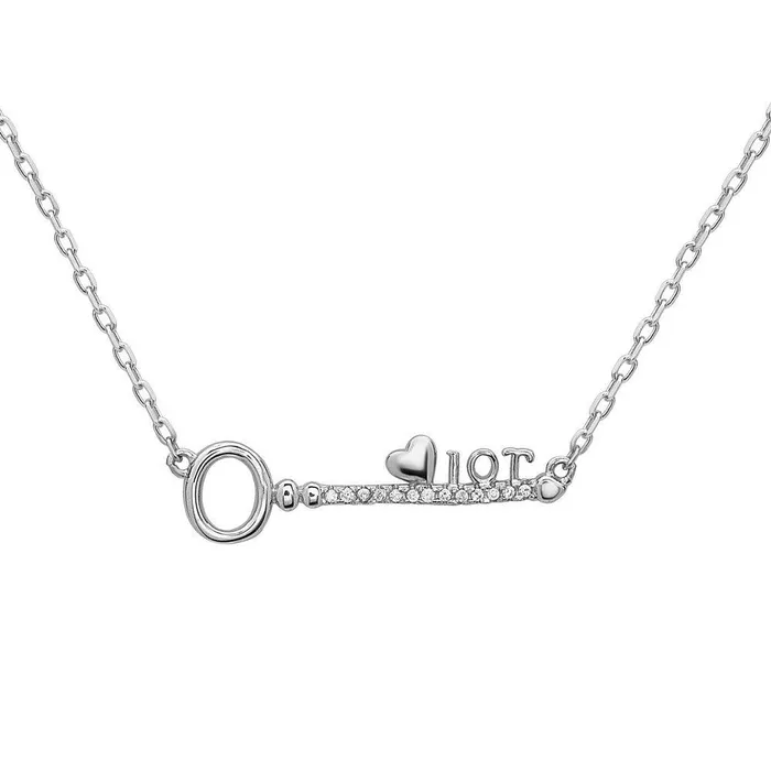 Classic Necklaces Sterling Silver CZ Key with Heart and 10 T Necklace