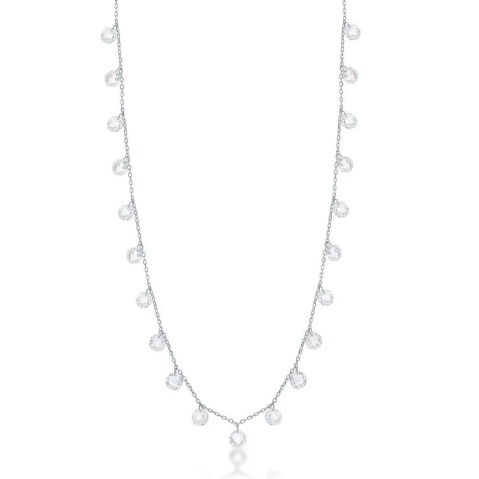 Classic Necklaces Sterling Silver Linked Cubic Zirconia Necklace