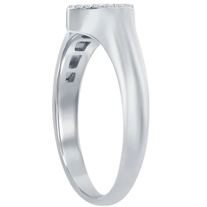 Classic Rings Classic Womens Silver Micro Pave CZ Heart Ring W2770