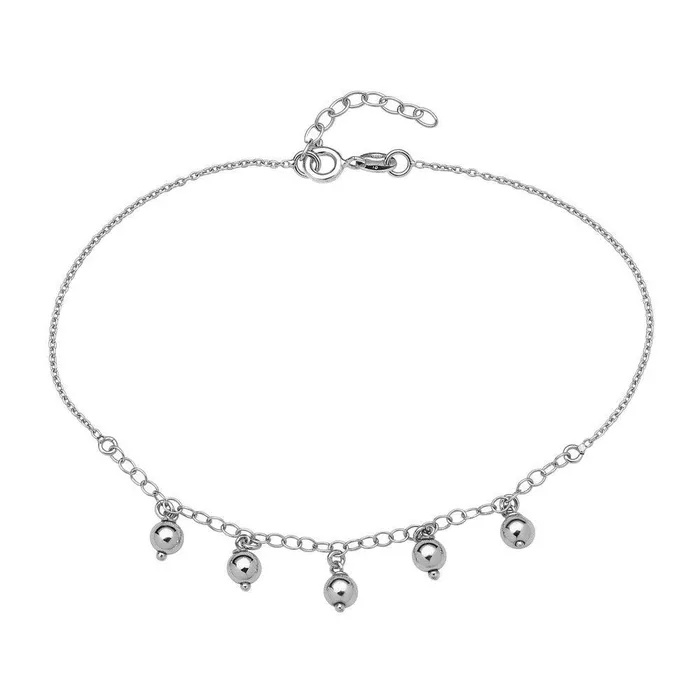 Classic Rings Sterling Silver Dangling Beads Anklet