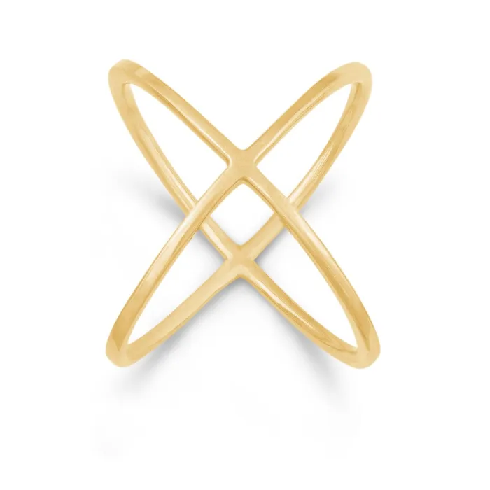 Classic Rings Sterling Silver GP Criss Cross X Style Ring W9994