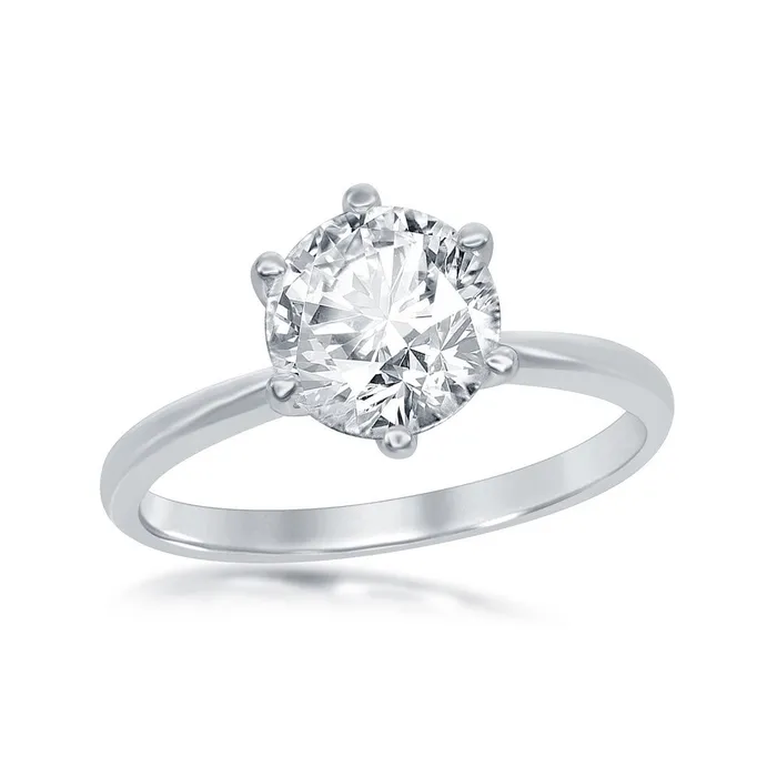 Classic Rings Sterling Silver SixProng Solitaire CZ Ring W1960