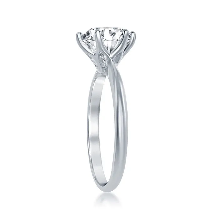 Classic Rings Sterling Silver SixProng Solitaire CZ Ring W1960