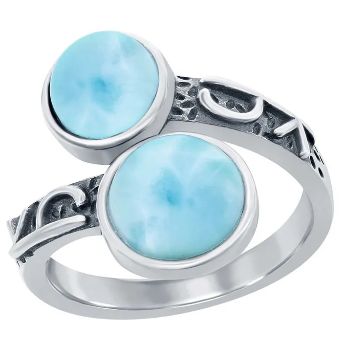 Classic Rings Womens Ring Round Larimar Designed Bypass Size 9 W26769