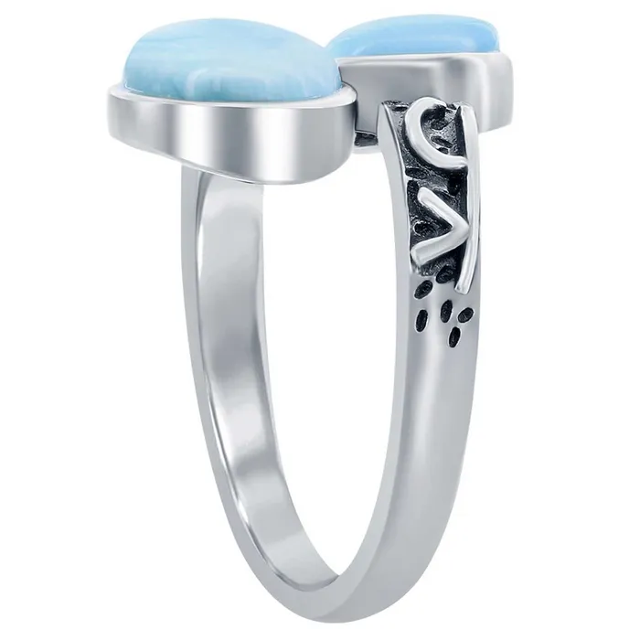 Classic Rings Womens Ring Round Larimar Designed Bypass Size 9 W26769