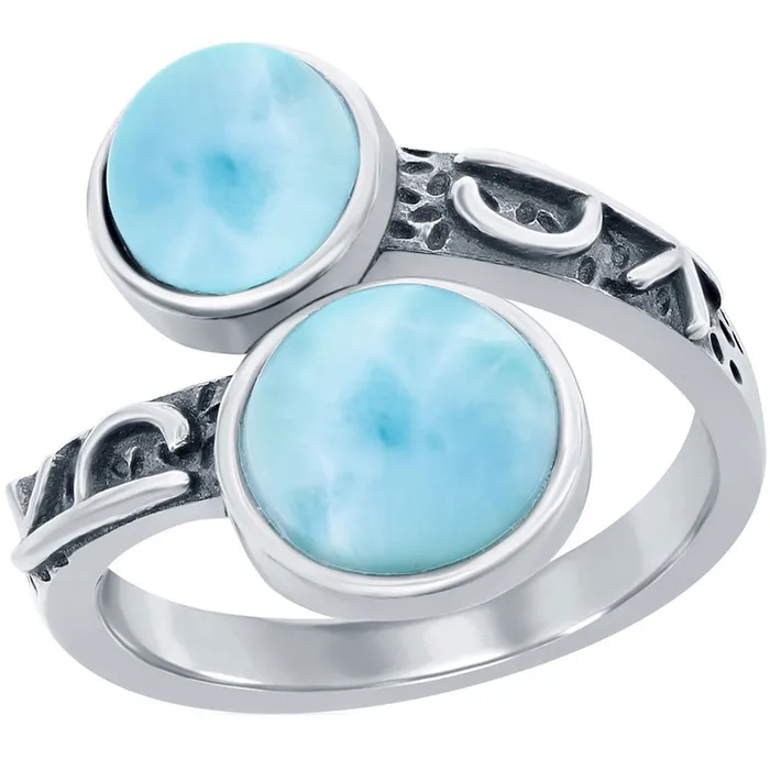 Classic Rings Womens Ring Round Larimar Designed Bypass Size 9 W26769