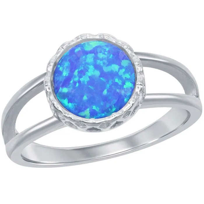 Classic Rings Womens Ring Sterling Silver Round Blue Opal Open Band Size 9 W25269 Classic Rings Womens Ring Sterling Silver Round Blue Opal Open Band Size 9 W25269