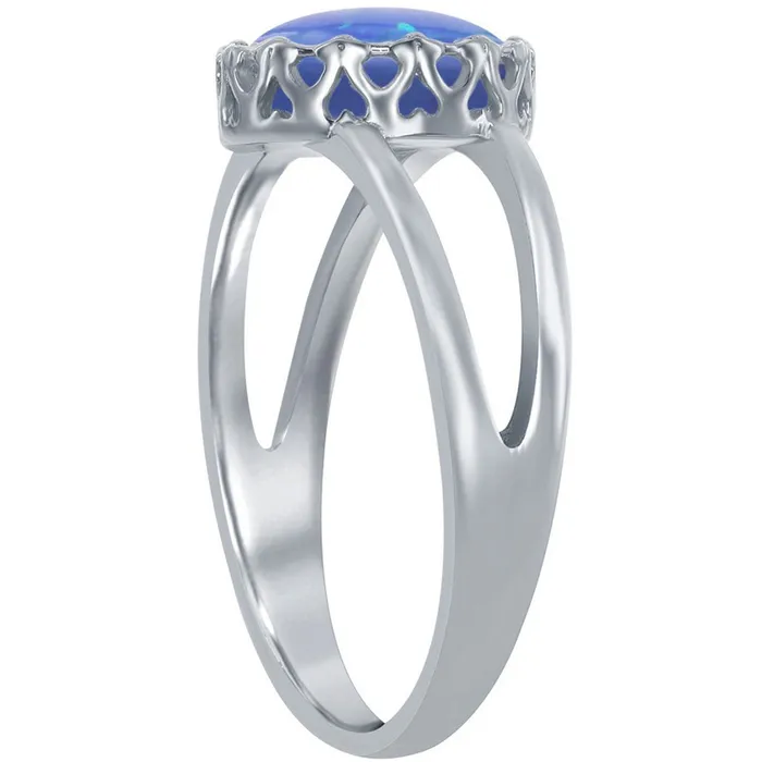 Classic Rings Womens Ring Sterling Silver Round Blue Opal Open Band Size 9 W25269 Classic Rings Womens Ring Sterling Silver Round Blue Opal Open Band Size 9 W25269