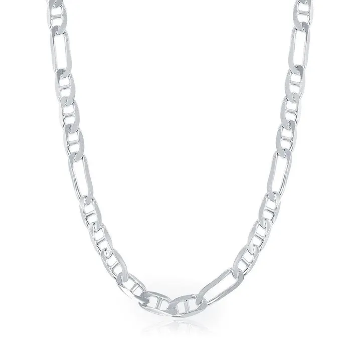 Classic Sterling Silver 6mm Figaro Gucci Chain 20 Rings