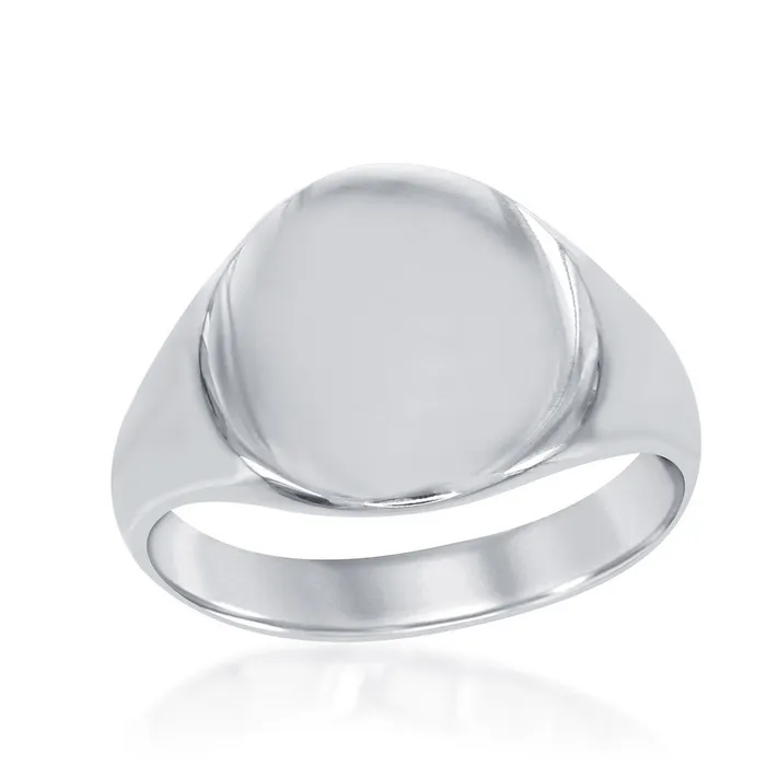 Classic Sterling Silver Large Shiny Oval Ring W1651 Rings