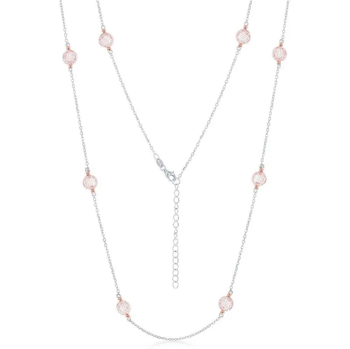Classic Sterling Silver Rose Gold Plated CZ By The Yard Necklace Necklaces