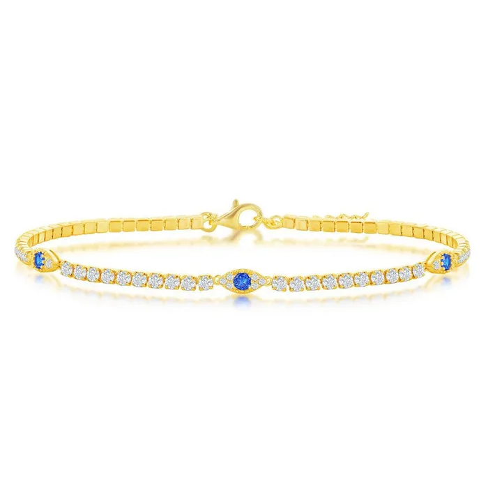 Classic Womens Anklet Gold Plated Sterling Silver CZ Evil Eye Tennis R9279GP Classic Earrings Classic Womens Anklet Gold Plated Sterling Silver CZ Evil Eye Tennis R9279GP Classic Earrings