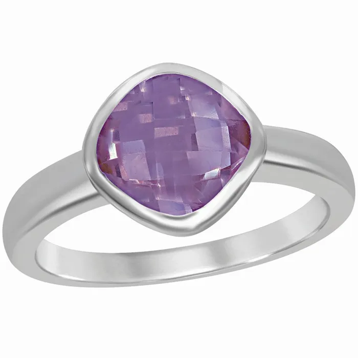 Classic Womens Silver Square Amethyst Ring W9966 Classic Rings