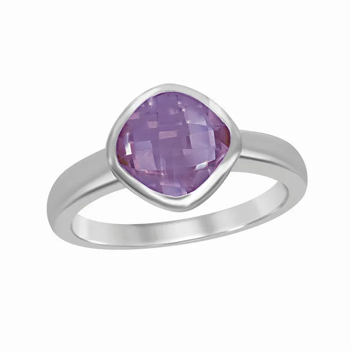 Classic Womens Silver Square Amethyst Ring W9966 Classic Rings