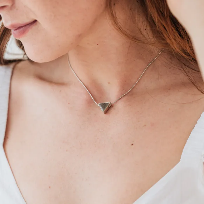 closebymejewelry Necklaces Sliding Triangle Cremation Necklace in Sterling Silver