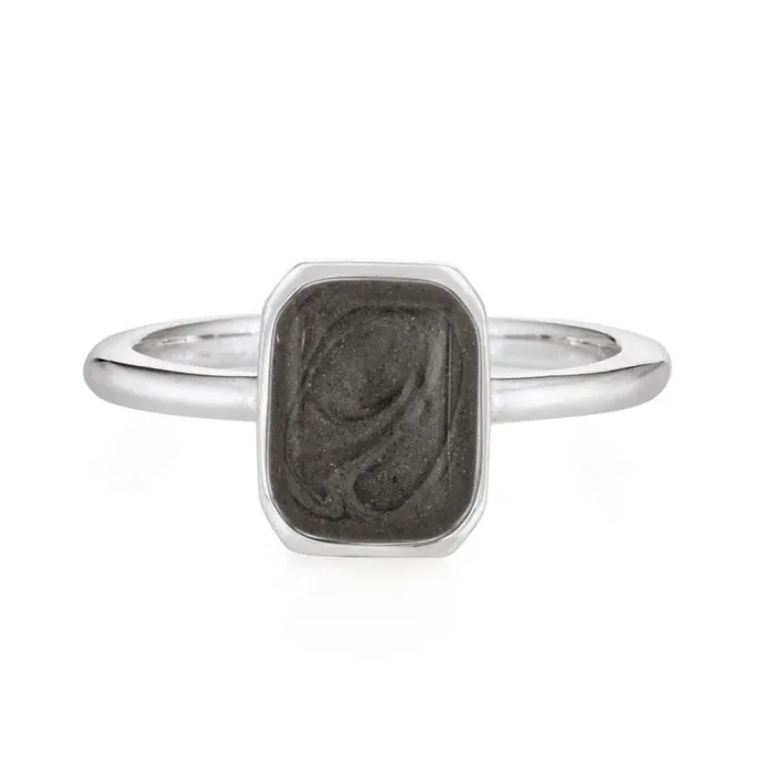 closebymejewelry Rings Cushion Art Deco Cremation Ring in 14K White Gold